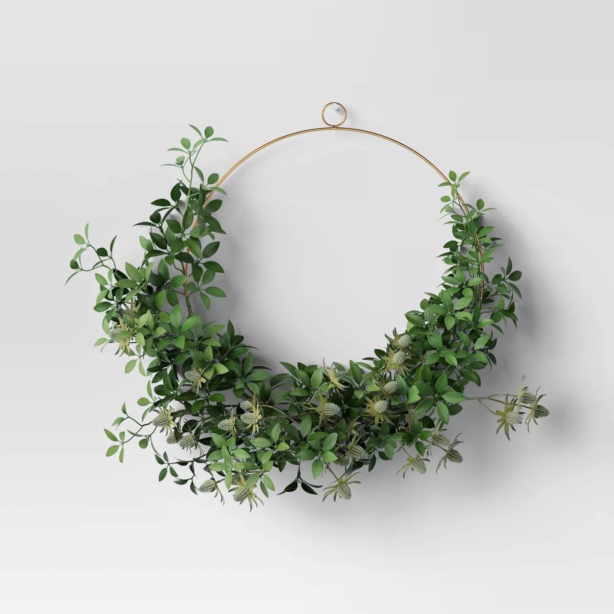 Thistle and Leaf Ring Wreath - Threshold™: Faux Floral Decor for Indoor, Unlit Novelty Shape | Target