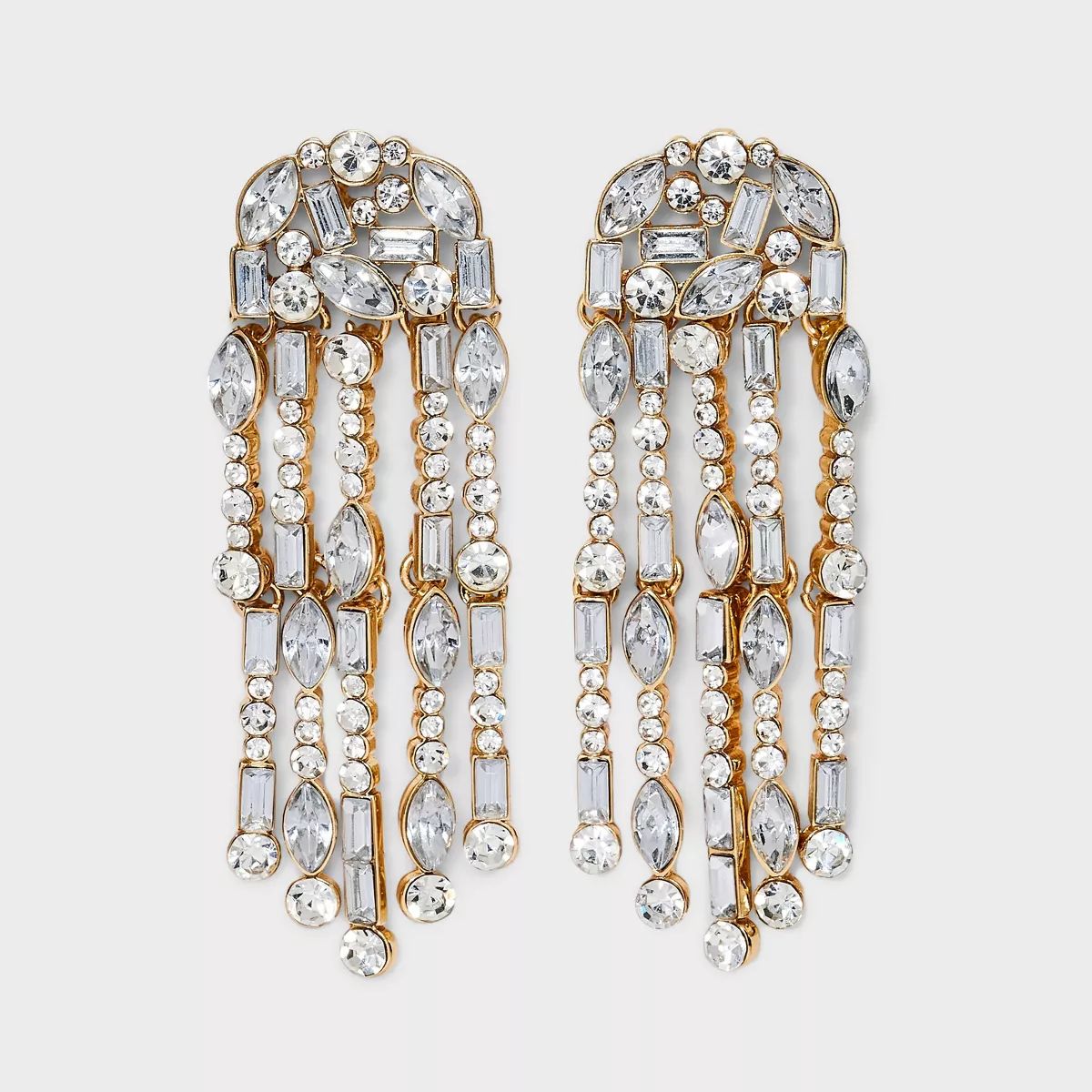 SUGARFIX by BaubleBar "Crystal Cluster Fringe" Statement Earrings - Gold | Target