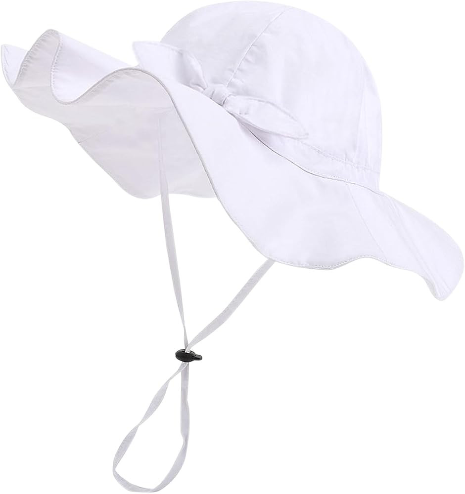 Baby Girl Sun Hat with UPF 50+ Outdoor Adjustable Beach Hat with Wide Brim Bucket Hats | Amazon (US)