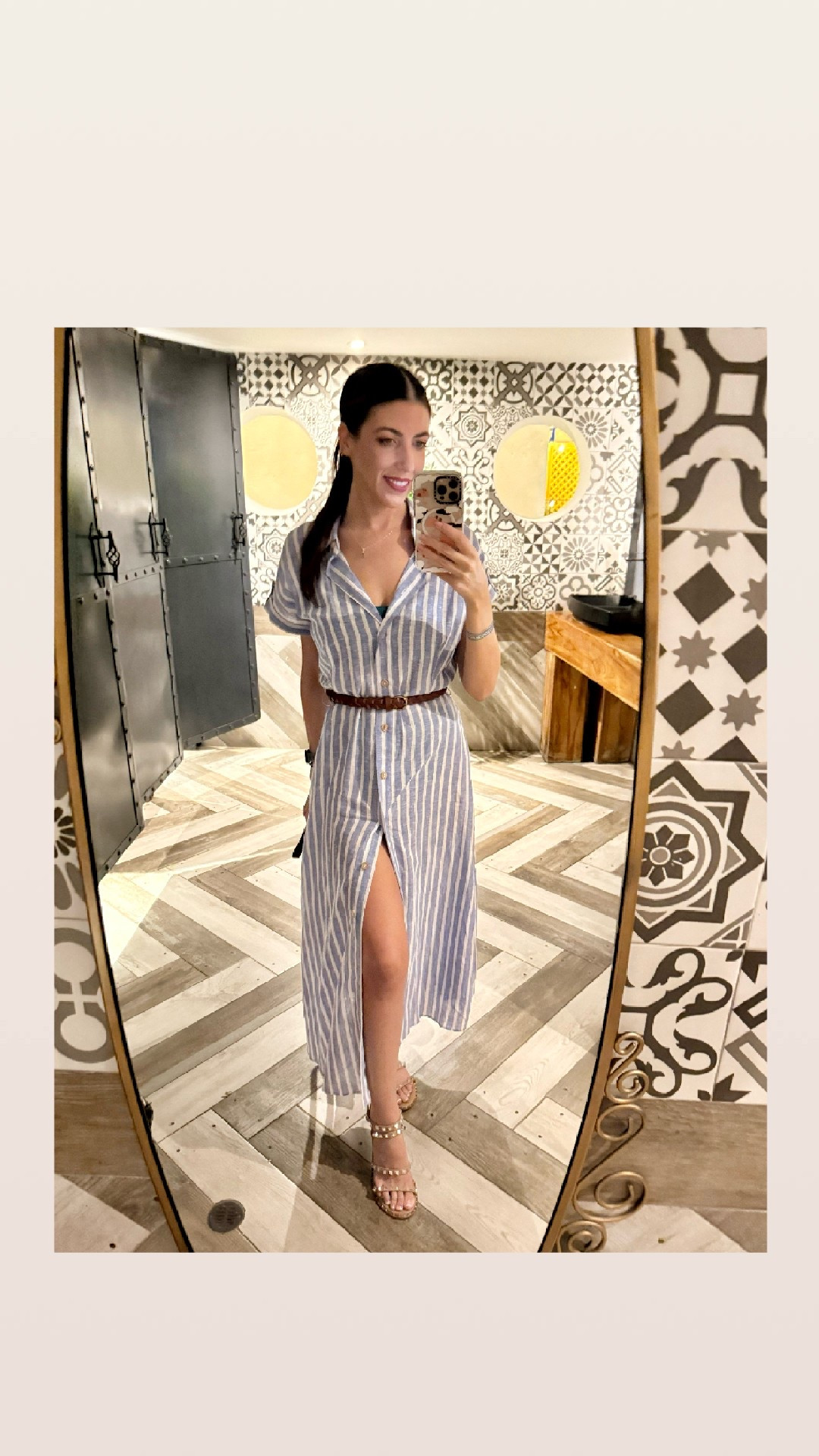 A lightweight striped dress, strappy sandals, and a cinched waist—because easy, breezy fashion is always a yes. 

Whether it’s brunch, vacation, or just pretending I’m strolling through a Mediterranean town, this look is all about effortless elegance. 

Who else loves a classic button-down dress? 

#VacationVibes #EffortlessStyle #BreezyAndBeautiful

#LTKParties #LTKFindsUnder100 #LTKFindsUnder50