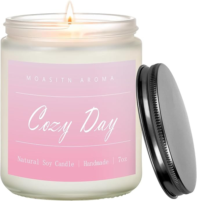 Cozy Day Pink Candle| Peach,Jasmine,Vanilla Scented Candles for Home| Handmade Long Lasting Natur... | Amazon (US)
