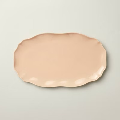 11"x18" Scalloped Stoneware Serving Tray Blush - Hearth & Hand™ with Magnolia | Target