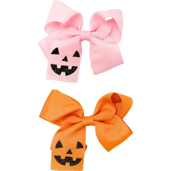 Jack-O-Lantern Halloween Hair Bow, Pink | Maisonette