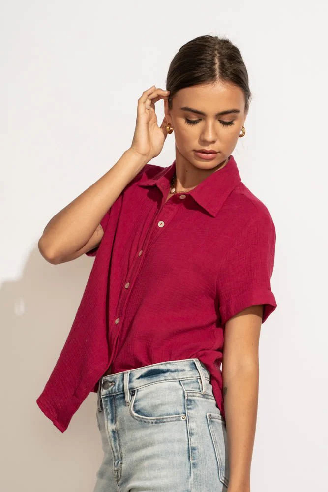 Piper Button Down Top in Magenta - böhme | Böhme US