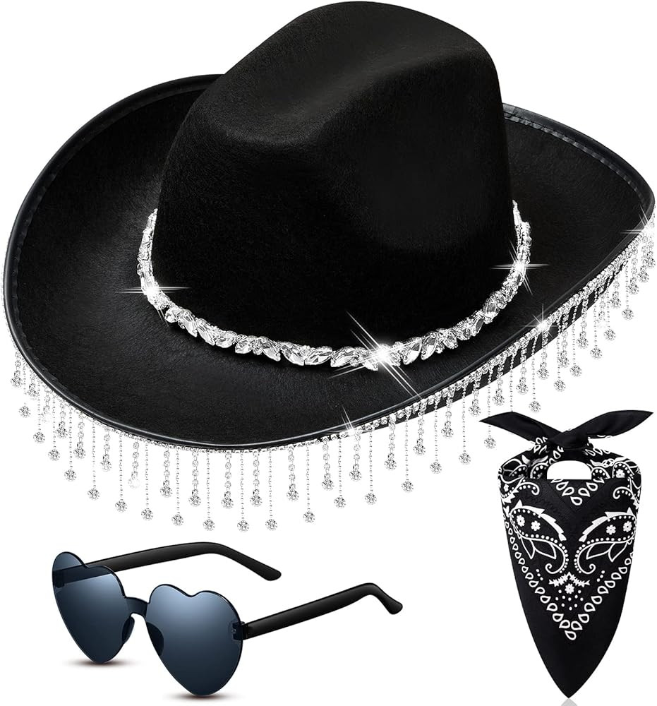 Hercicy Light up Rhinestone Cowboy Hat Glitter Cowboy Hat Sparkly Cowgirl Hat for Concert Birthda... | Amazon (US)