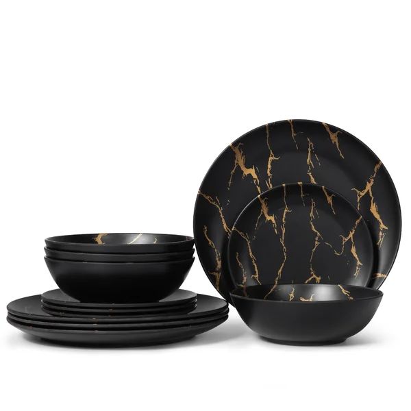 Amkit 12 Piece Melamine Dinnerware Set, Service for 4 | Wayfair North America