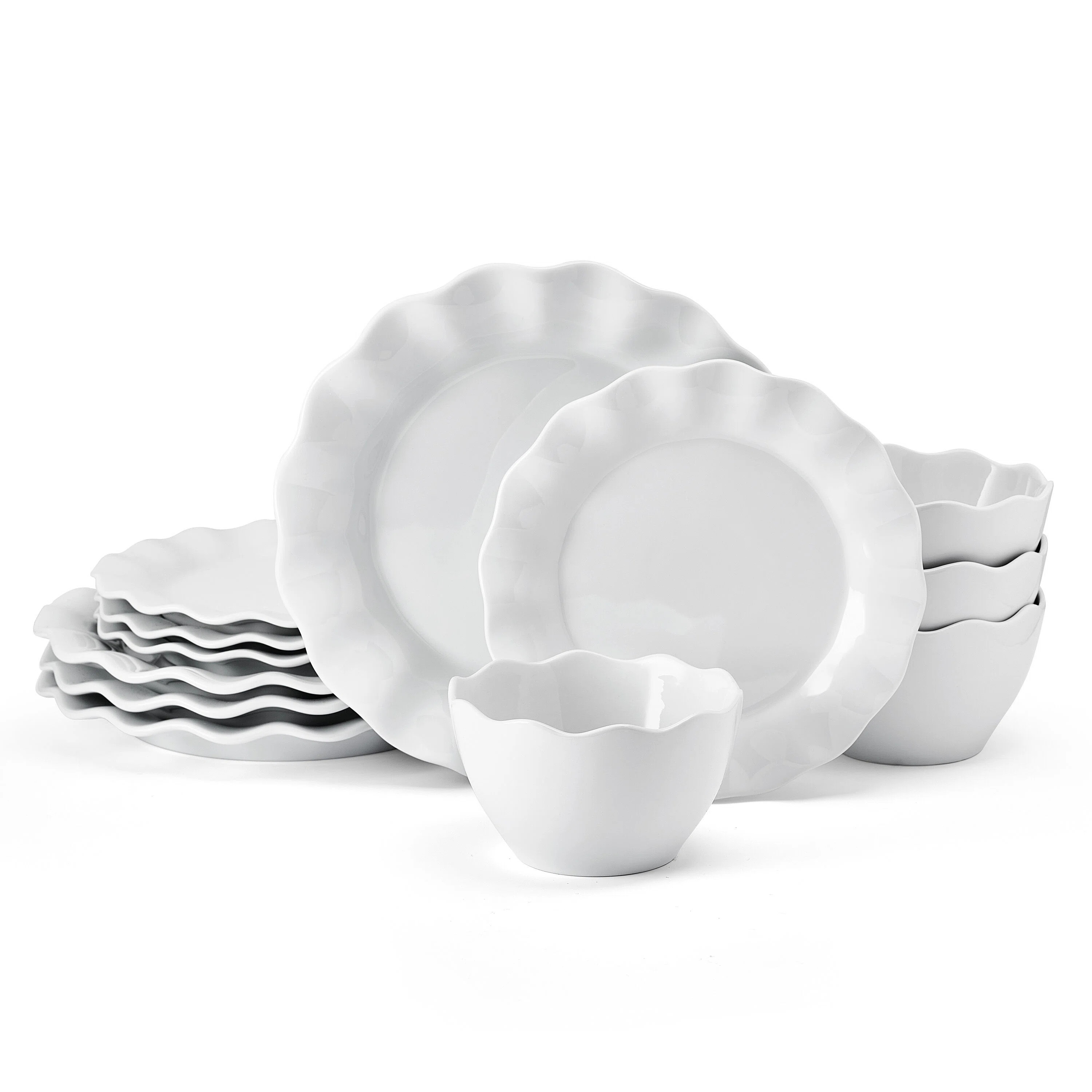 Fitz and Floyd Everyday White Scallop 12-Pc Dinnerware Set, Service For 4 | Wayfair North America