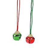 Red and Green Jingle Bell Necklaces - Set of 12 - Christmas Party Supplies | Amazon (US)