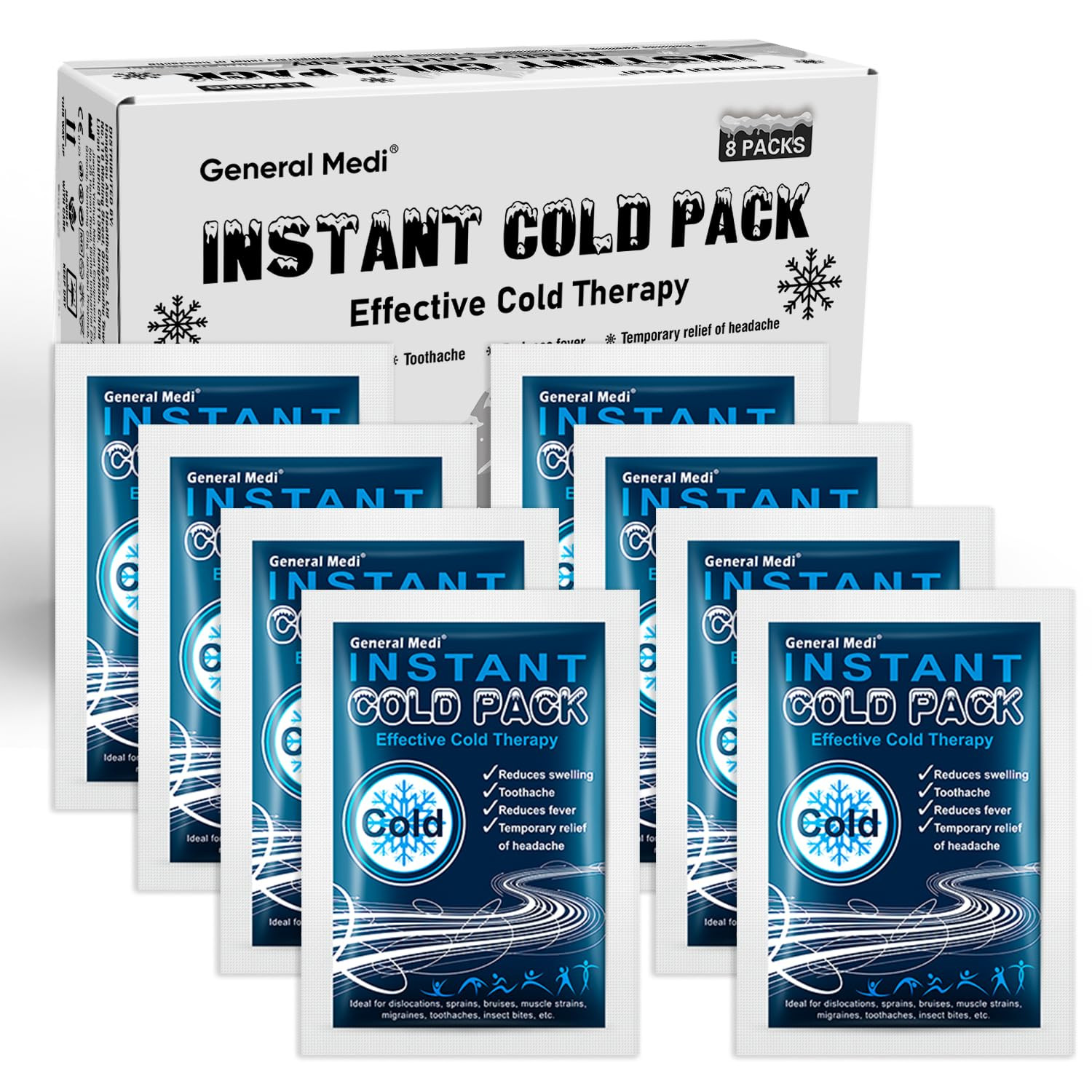 General Medi Instant Ice Cold Pack (4”x 5.5”) – 8 Packs Disposable Cold Therapy Ice Packs f... | Amazon (US)