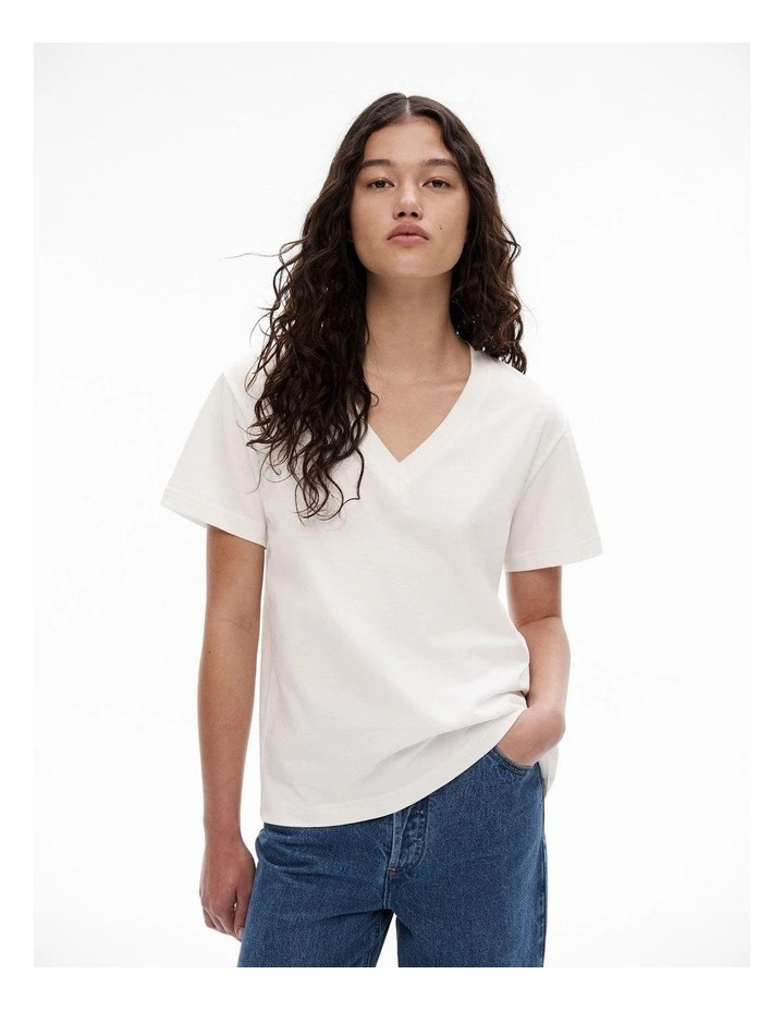V Neck T-shirt in Fresh White | Myer