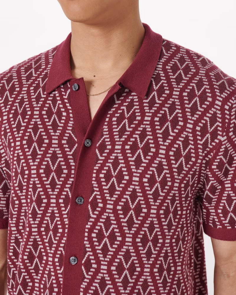 Men's Retro Button-Through Sweater Polo | Men's 25% off Select Styles | Abercrombie.com | Abercrombie & Fitch (US)