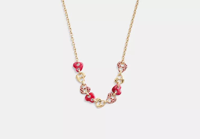 Pavé Hearts Chain Link Necklace | Coach (CA)