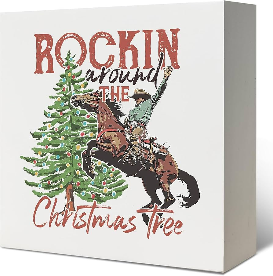 Western Christmas Decorations, Western Rodeo Cowboy Christmas Tree Wooden Box Sign, Country Chris... | Amazon (US)