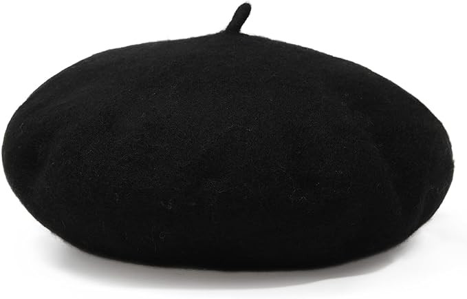 Women French Wool Beret Hats - Solid Color Classic Beanie Winter Cap | Amazon (US)