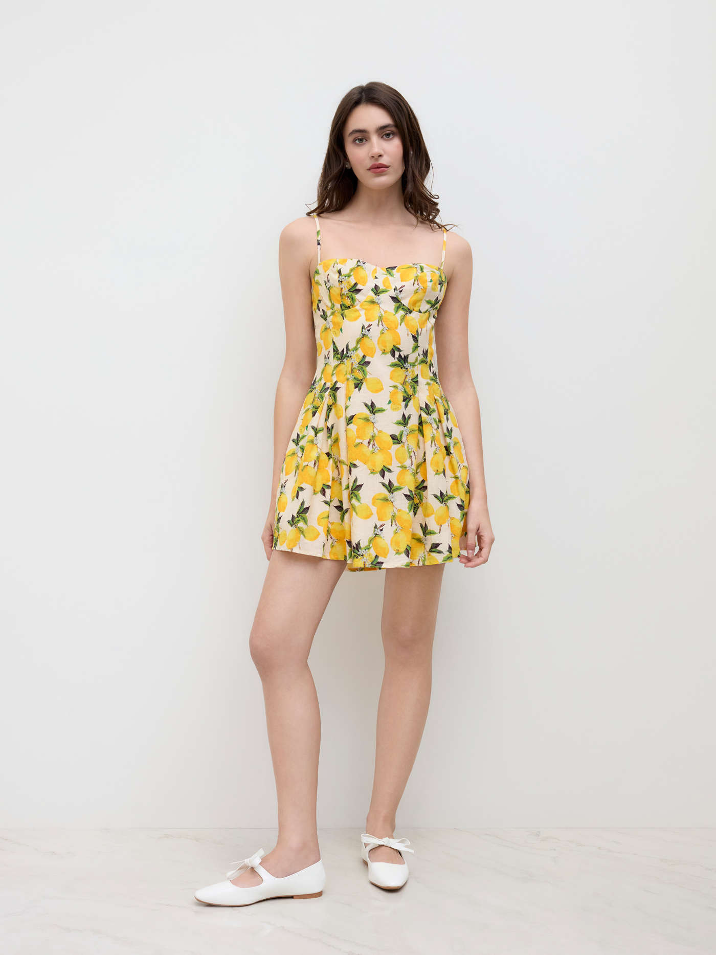 Cotton Sweetheart Neckline Lemon Lace Up Mini Dress | Cider
