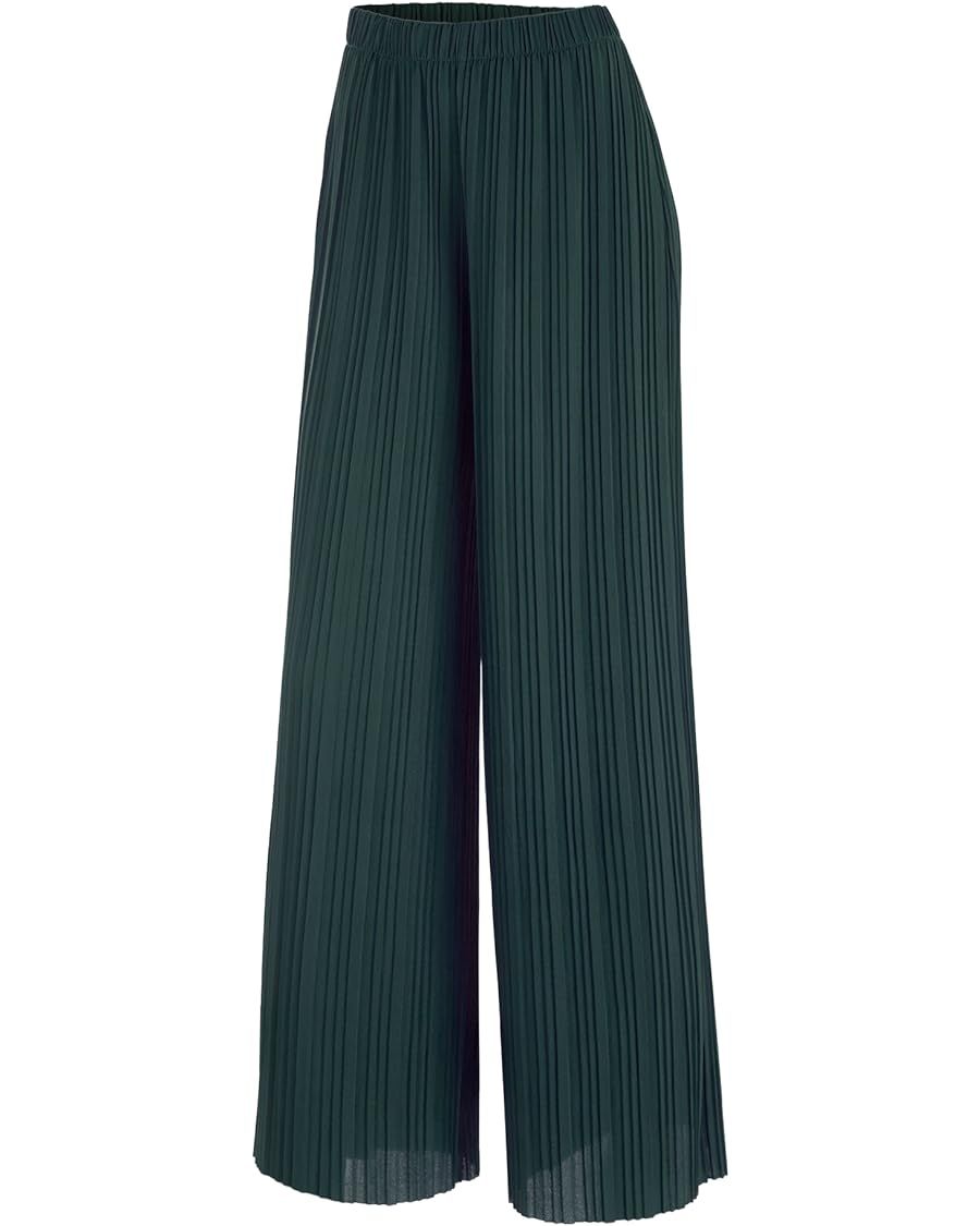 Made By Johnny Women's Pleated Wide Leg Palazzo Pants with Drawstring | Amazon (US)