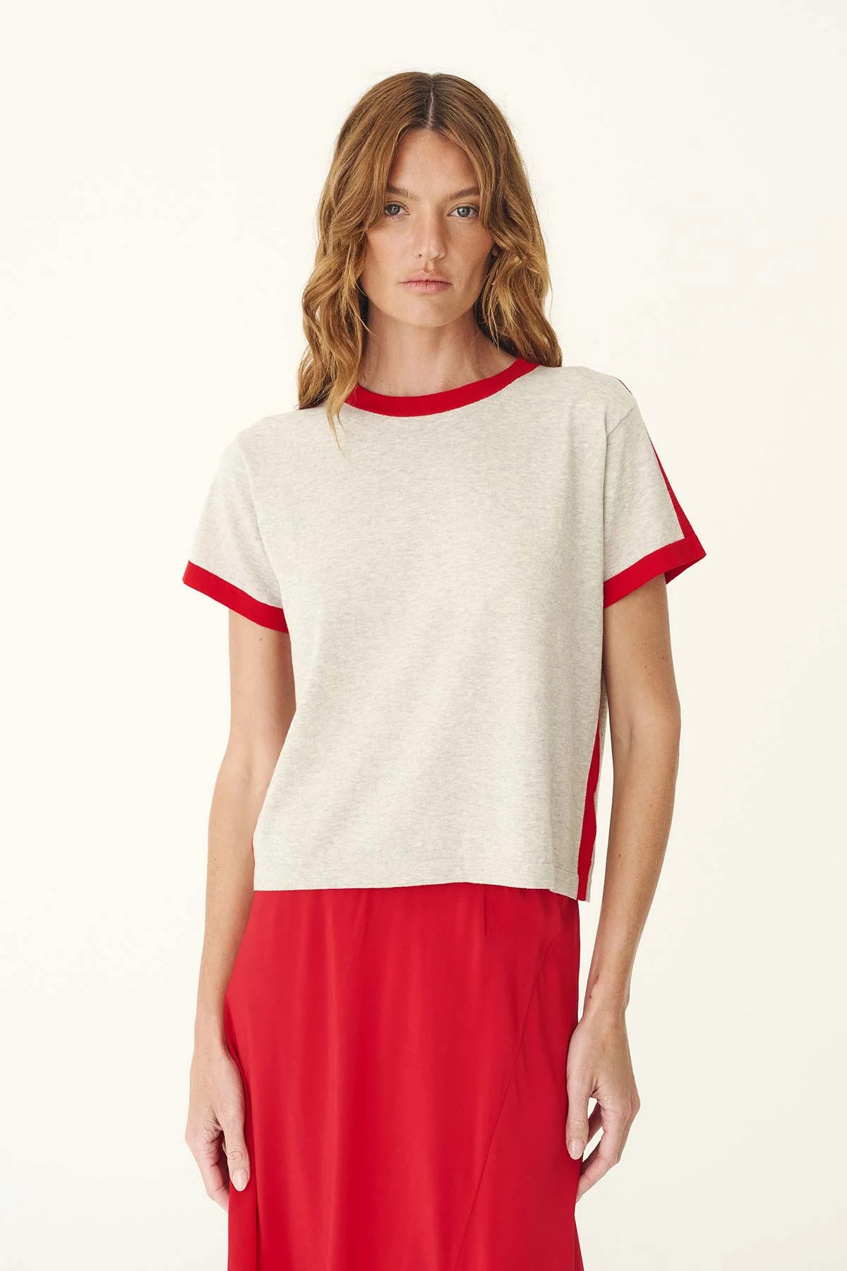 Rania Contrast Knit Tee | ROWIE The Label (US)