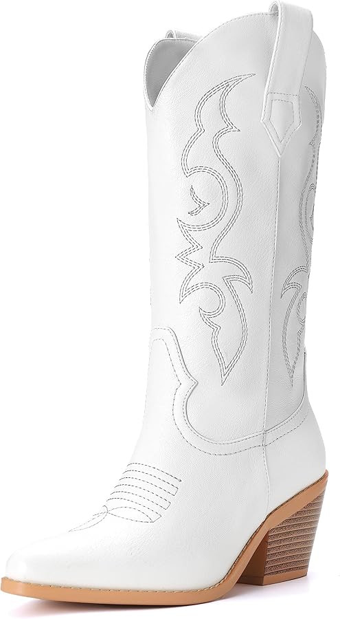 Platikly Cowboy Boots for Women - Mid Calf Western Cowgirl Boots with Embroidery, Women's Country... | Amazon (CA)