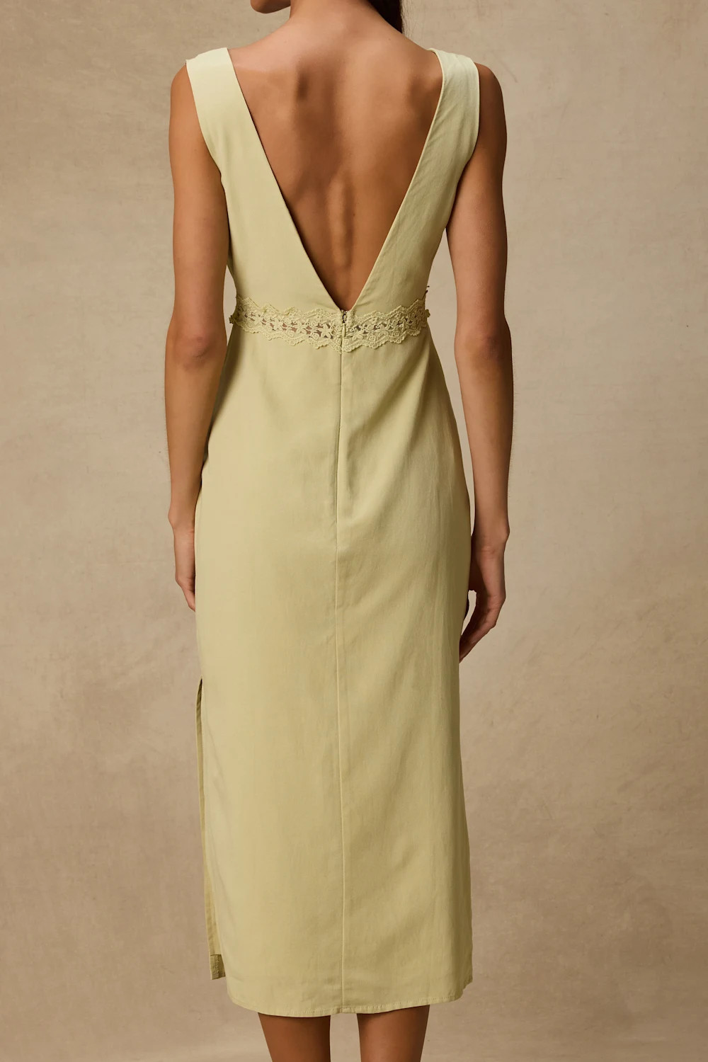 Connie Light Chartreuse Lace Tie-Front Midi Dress | Lulus