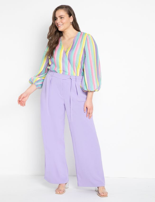 Trouser with Waistband Tie - Sand Verbena | Eloquii