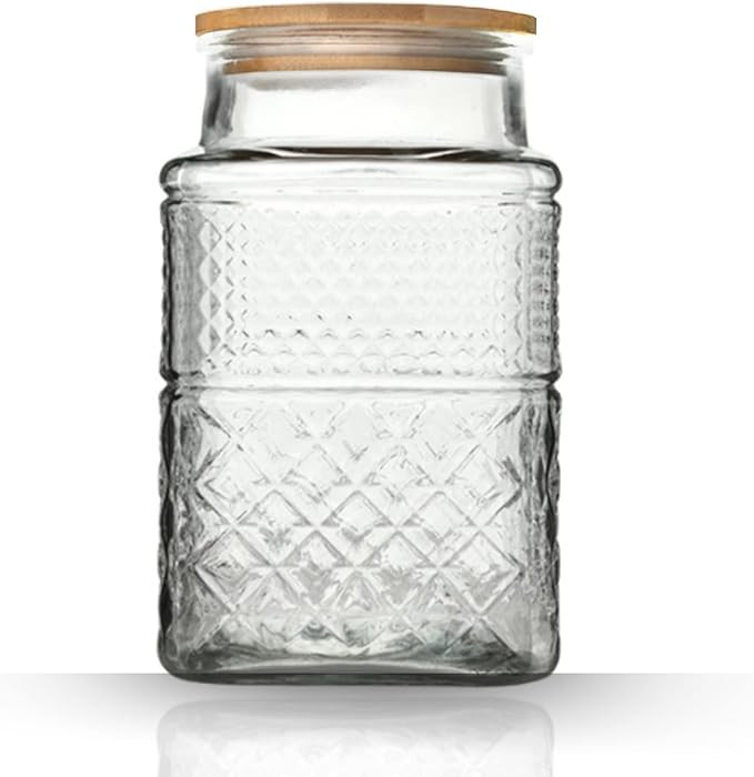 Large Glass Storage Jar, 60 FL OZ Glass Food Storage Containers with Bamboo Lid, Kitchen Containe... | Amazon (US)