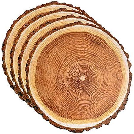 Disposable Wooden Slice Paper Place Mats 50 Pack 13.5” Round Rustic Brown Wood Slices Charger Place Mat for Vintage Country Farmhouse Tan Table Setting Summer Spring Fall Wedding Dinner Party Decor | Walmart (US)