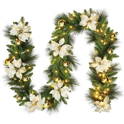 9ft Pre-Lit Christmas Wreath for Front Door, Extra Large Outdoor Artificial Wreath with Pine Cone... | Target