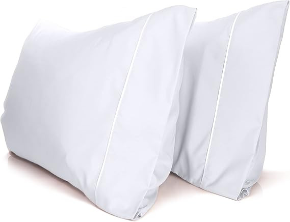 LuxClub Collection Pillowcases 2 Pack - Eco Friendly Wrinkle Free Cooling Pillow Cases with Satin... | Amazon (US)