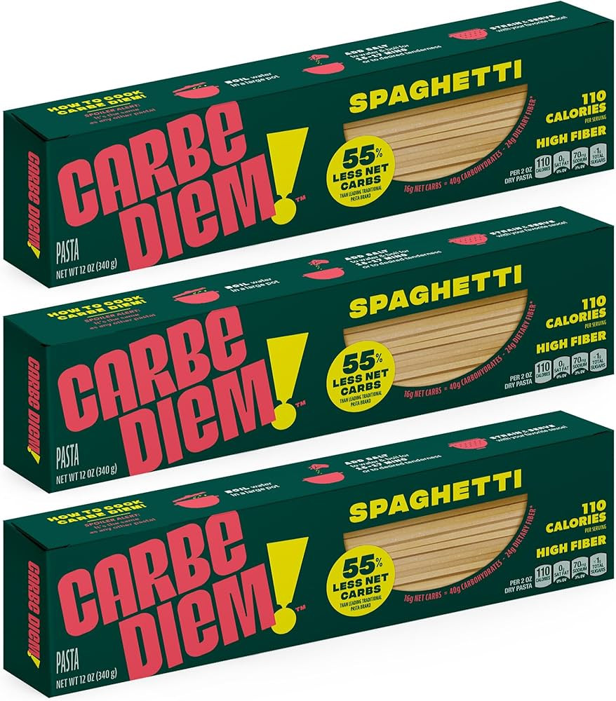 Carbe Diem!, Spaghetti, Lower Net Carb Pasta with Traditional Flavor & Texture, 8 grams of Protei... | Amazon (US)