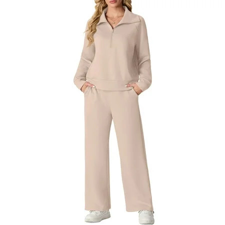 Cueply 2 Piece Sets for Women Outfits Sweatsuits Long Sleeve Sweatshirts Sweatpant Lounge Set with Pockets | Walmart (US)