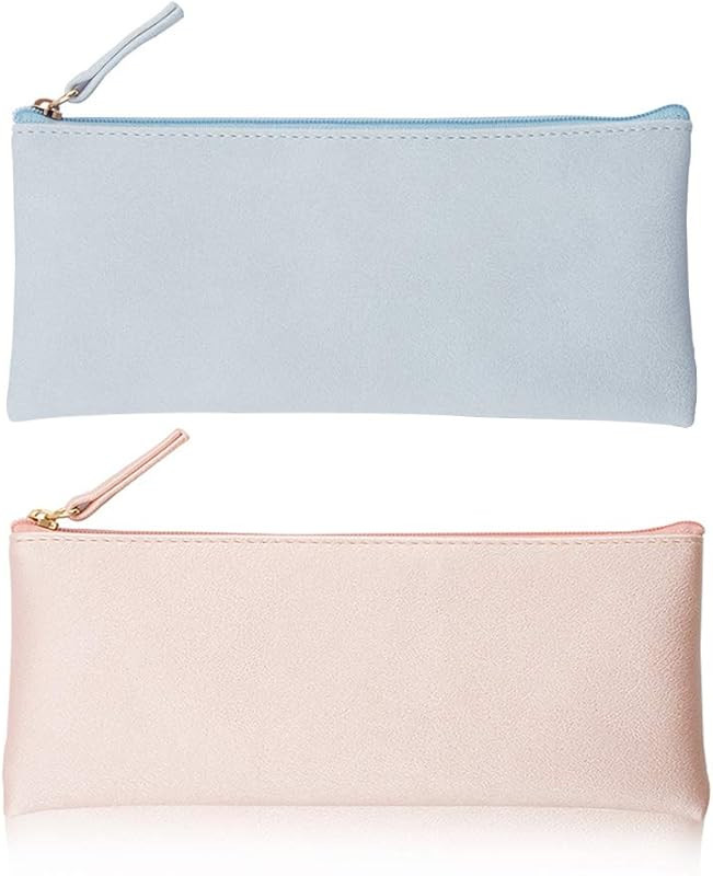 EONMIR PU Leather Pencil Cases Pouch Bag with Zipper,Small Simple Pencil Pouches, Makeup Pouch, C... | Amazon (US)