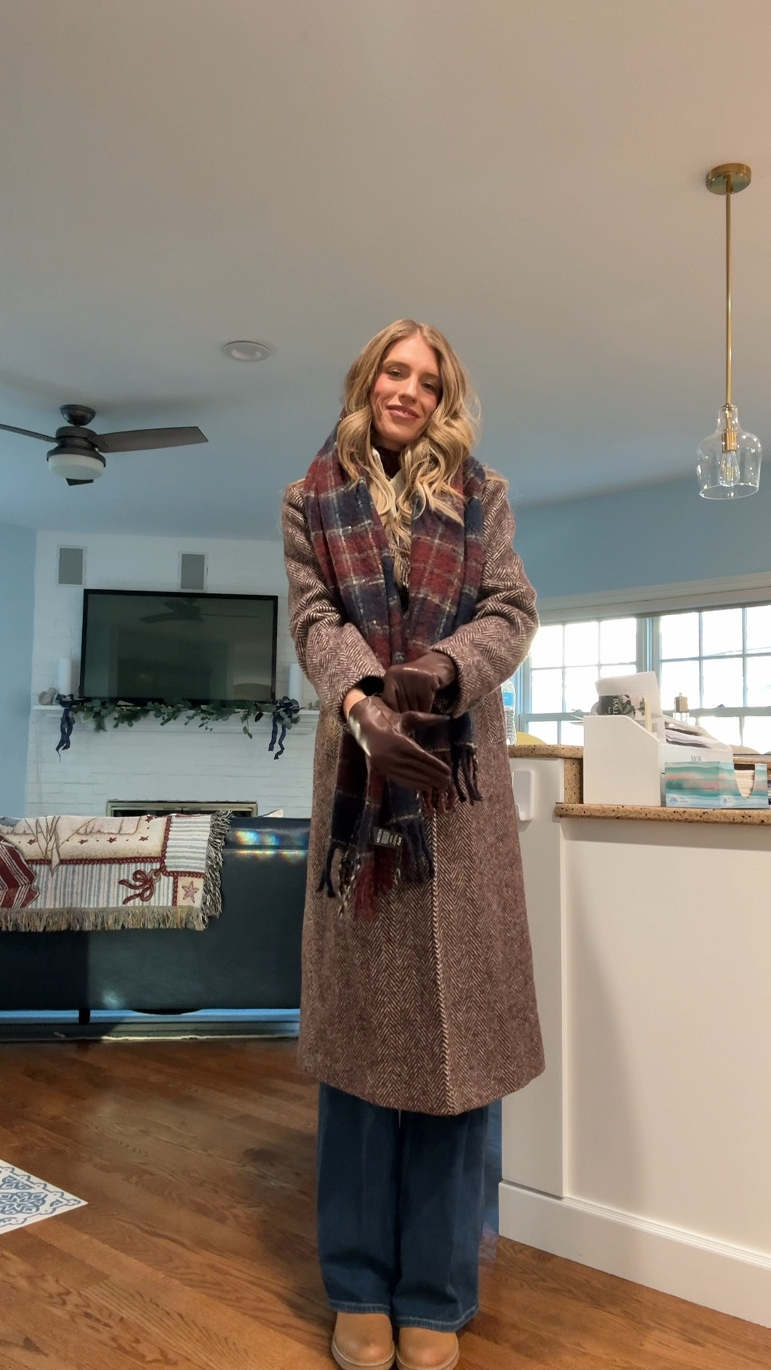 Holiday outfit that is tall girl friendly and bump friendly! 
Medium tall in coat. I’m a true small tall but I prefer a medium to layer thick sweaters under. 
Wearing medium tall in jeans to fit the bump otherwise I would wear a small tall! Super stretchy 
Small in tops. 

#LTKHoliday #LTKootd #LTKTall