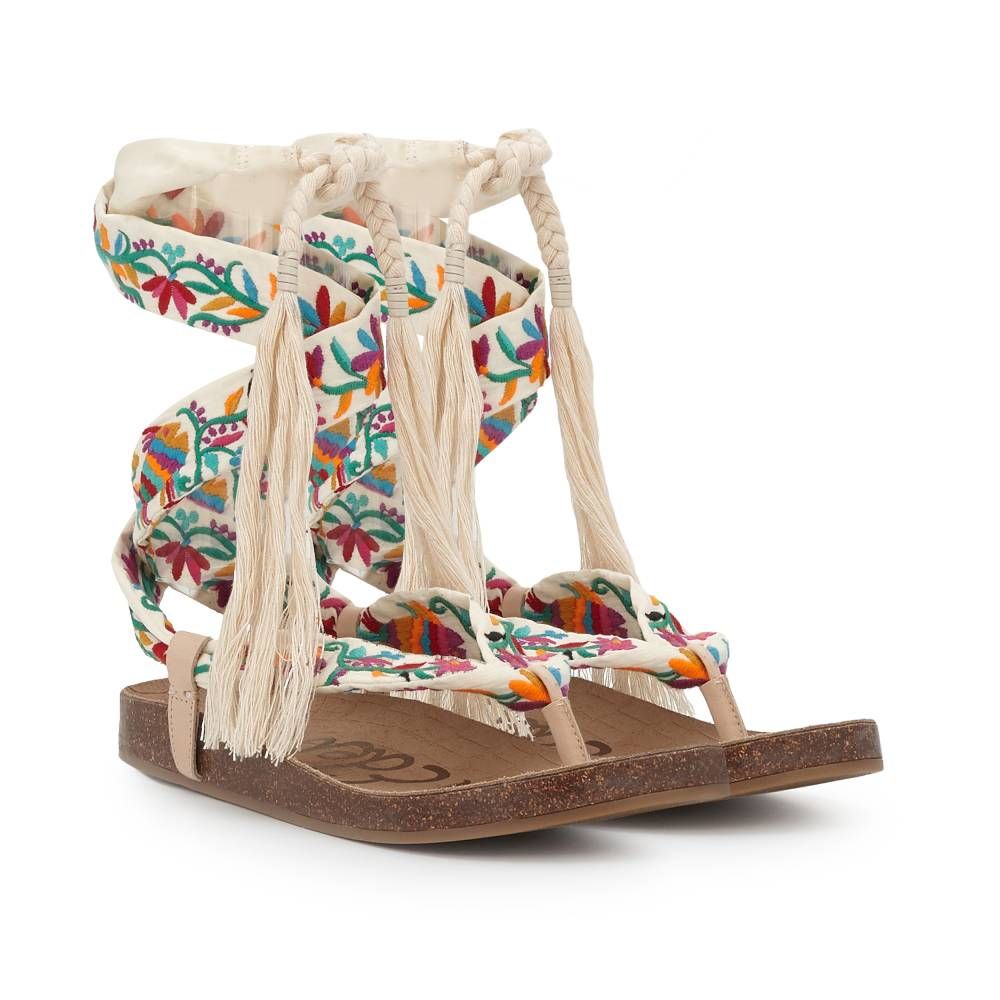 Kelby Embroidered Lace-Up Sandal | Sam Edelman