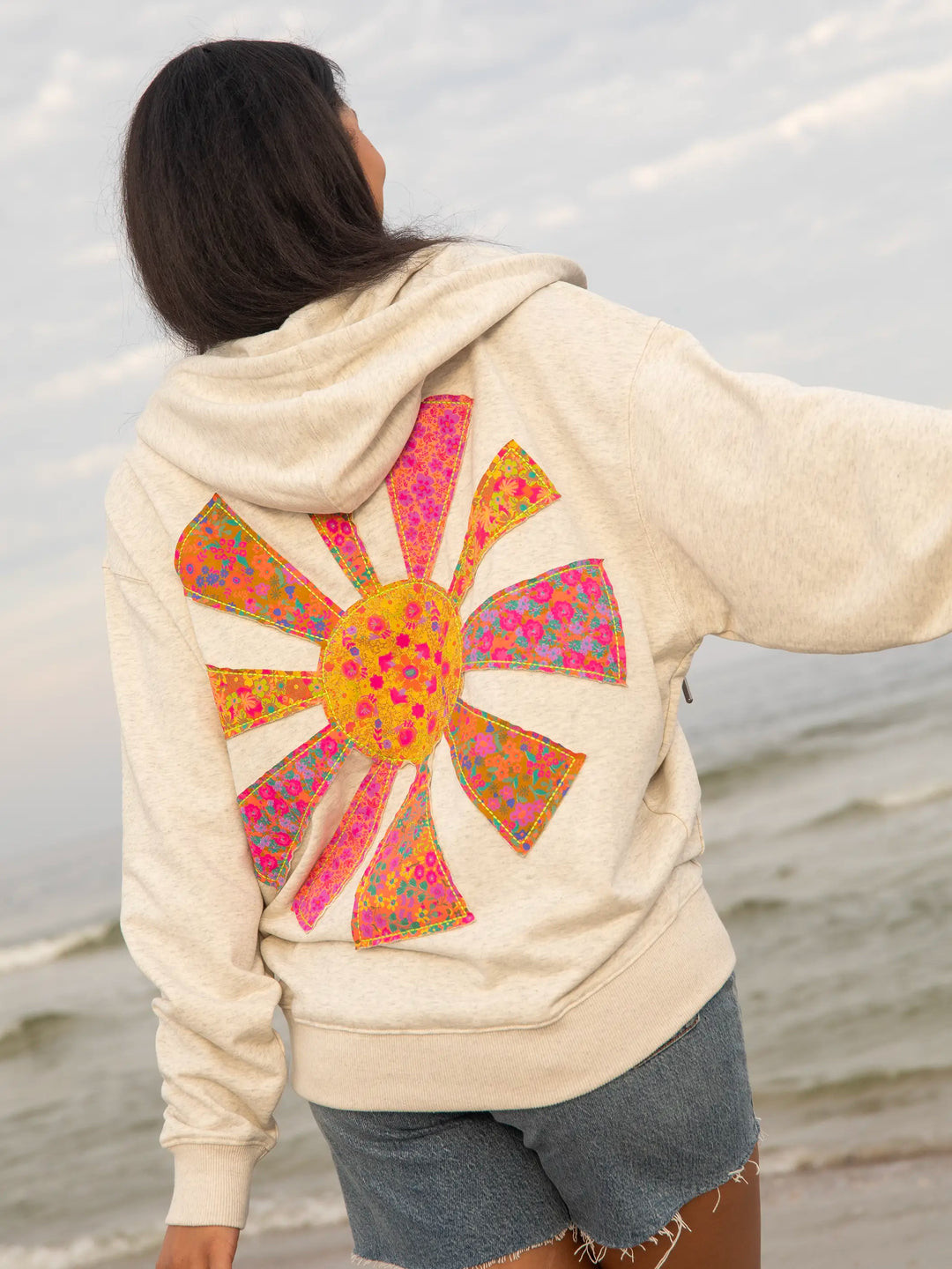 Applique Zip-Up Hoodie - Cream Sunshine | Natural Life