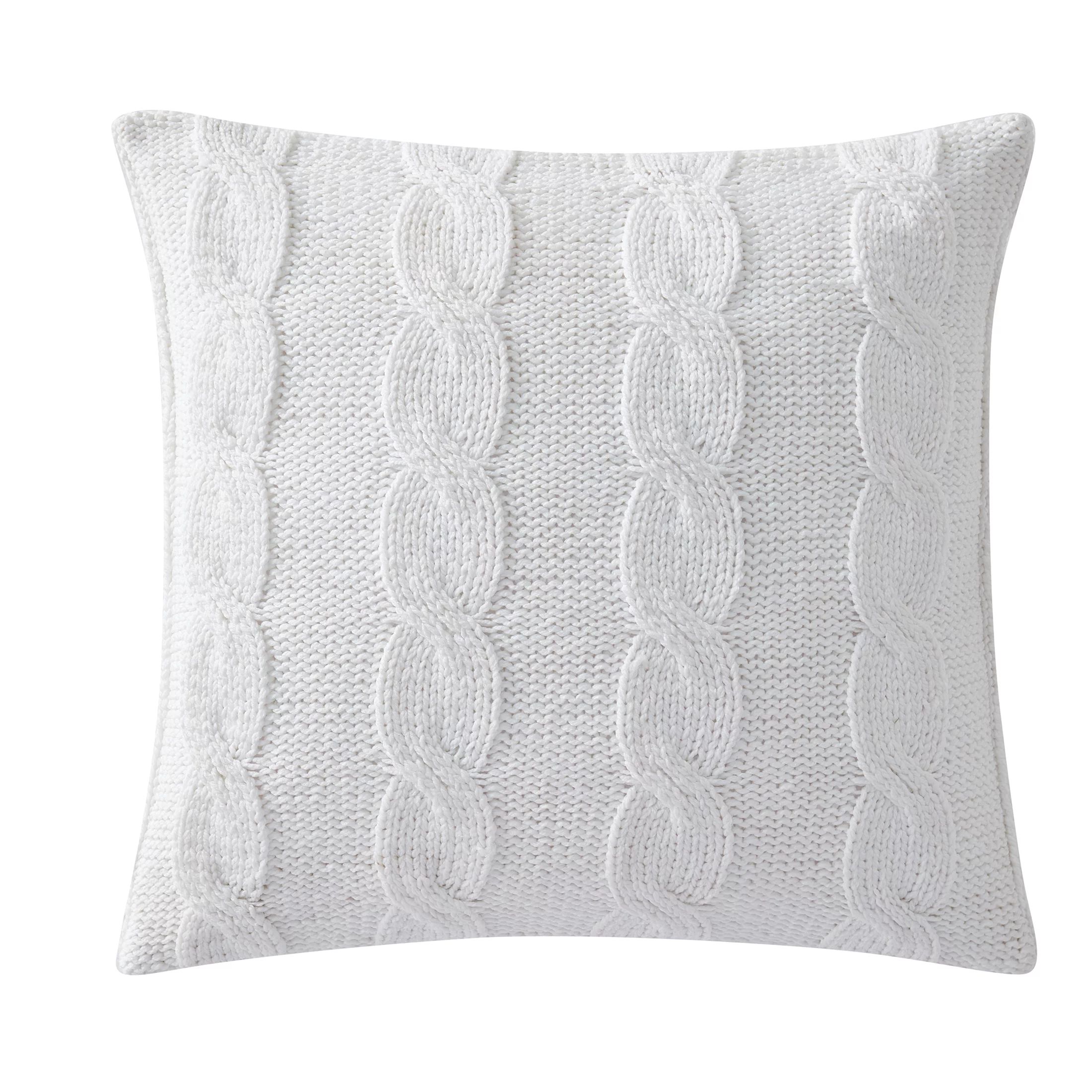 My Texas House Willow Cable Knit Square Decorative Pillow Cover, 22" x 22", White - Walmart.com | Walmart (US)