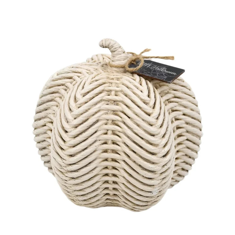 Woven Pumpkin Decoration, White, 7", Halloween by Way To Celebrate | Walmart (US)