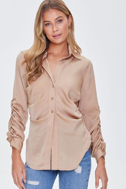 Ruched Button-Front Shirt | Forever 21 (US)