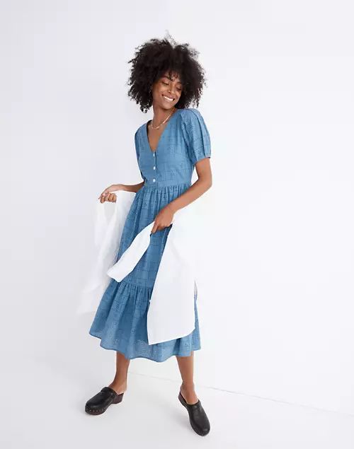 Quilted Eyelet Midi Dress | Madewell