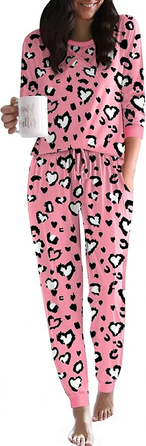 Ekouaer Pijama para mujer, cómodo conjunto de pantalones deportivos de manga larga con bolsillos | Amazon (US)
