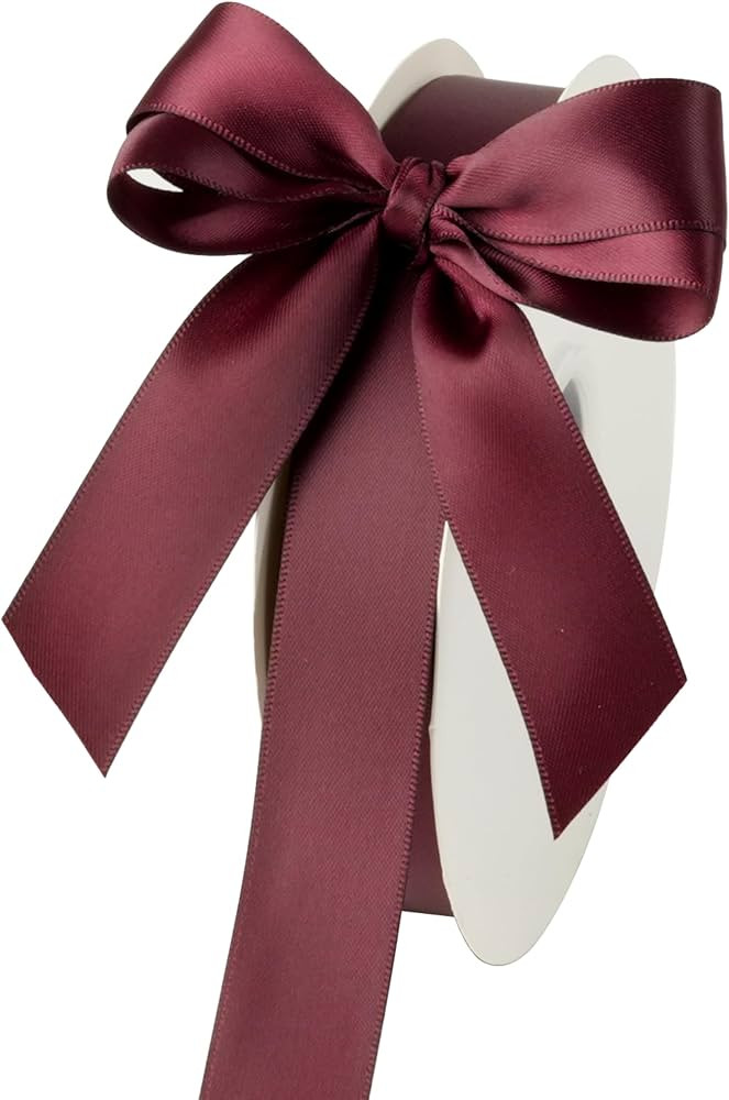 MAYREEL 7/8 Inch Burgundy Satin Ribbon Maroon Double Faced for Gift Wrapping Crafts Wedding Hair ... | Amazon (US)