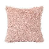 Hodeco Faux Fur Throw Pillow Cover Luxury Fleece Pillow Case Decorative Cushion Cover Corn Silk Hair | Amazon (US)