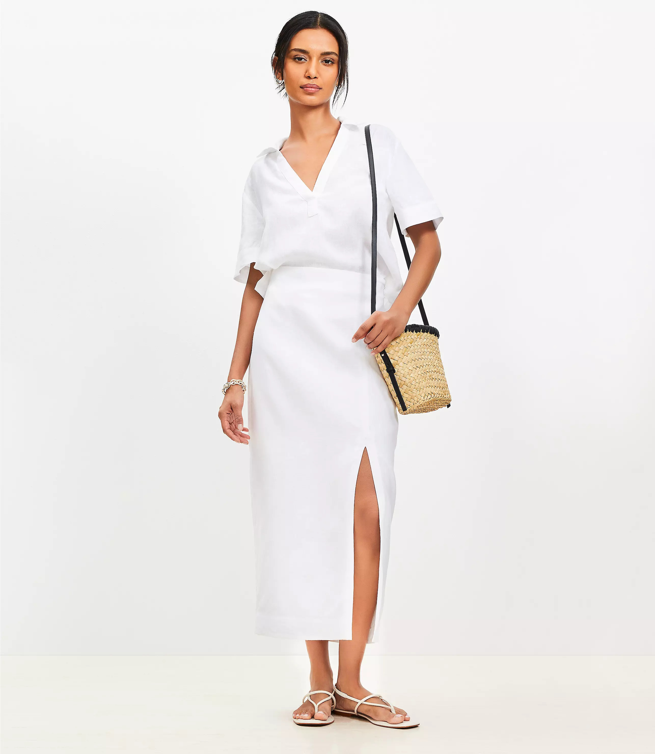 Petite Linen Column Maxi Skirt | LOFT