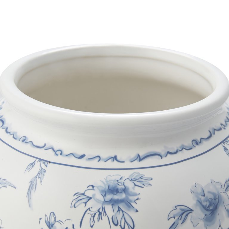 My Texas House 8" Blue Floral Round Ceramic Vase | Walmart (US)