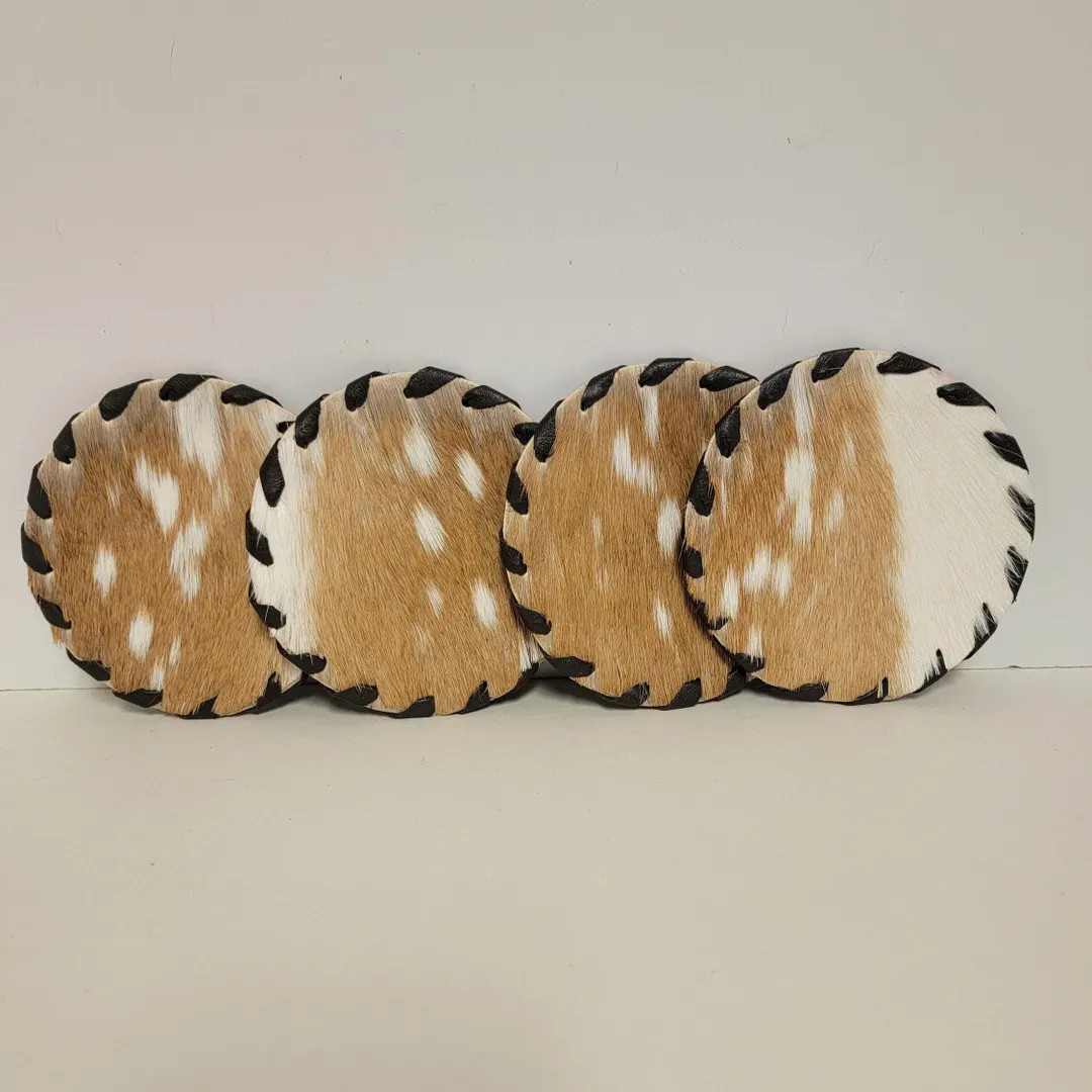 Axis Deer Coasters: Laced Leather Coaster Set of 4 - Etsy | Etsy (US)