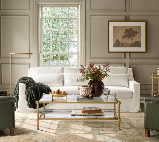 York Slope Arm Deep Seat Slipcovered Sofa (60"-108") | Pottery Barn (US)