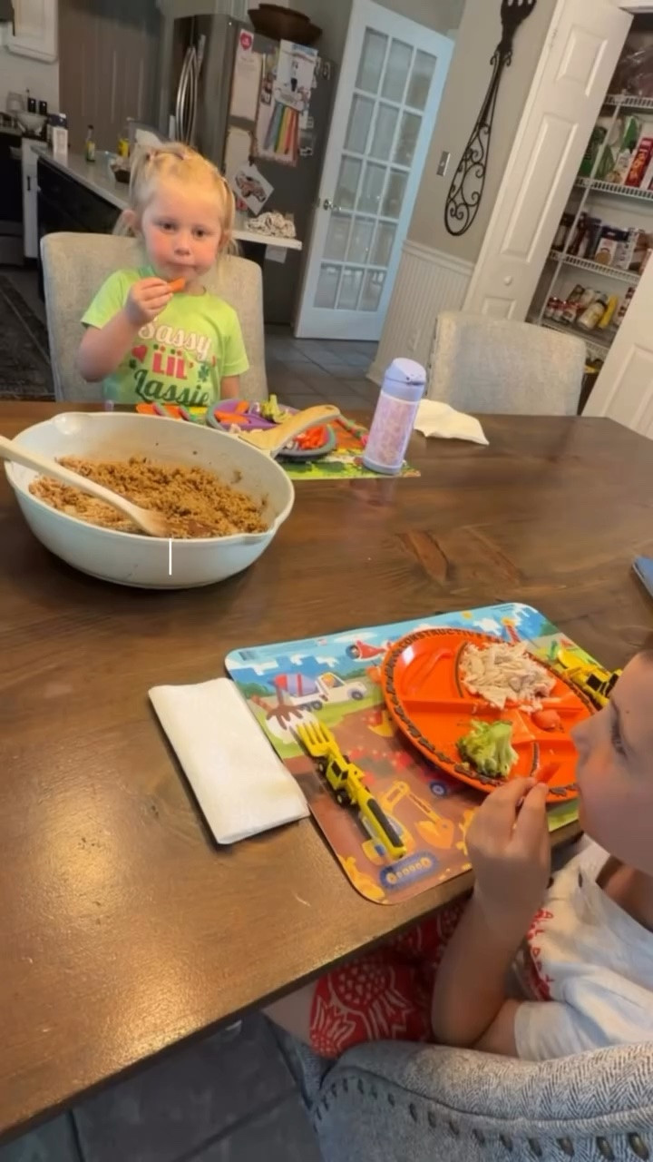 If you can turn it into a game, you can prevent a meltdown for almost anything

When exposing my kids to new foods I always include familiar foods I already know they love and only ONE new food at a time. I don’t put any pressure on them to eat it, but I will encourage a very serious crunch competition 😂 

For the moms struggling with their kids’ picky eating, I’m working on something behind the scenes for you. If there’s anything specific you need or want help with, let me know!

#otmom #pickyeaters