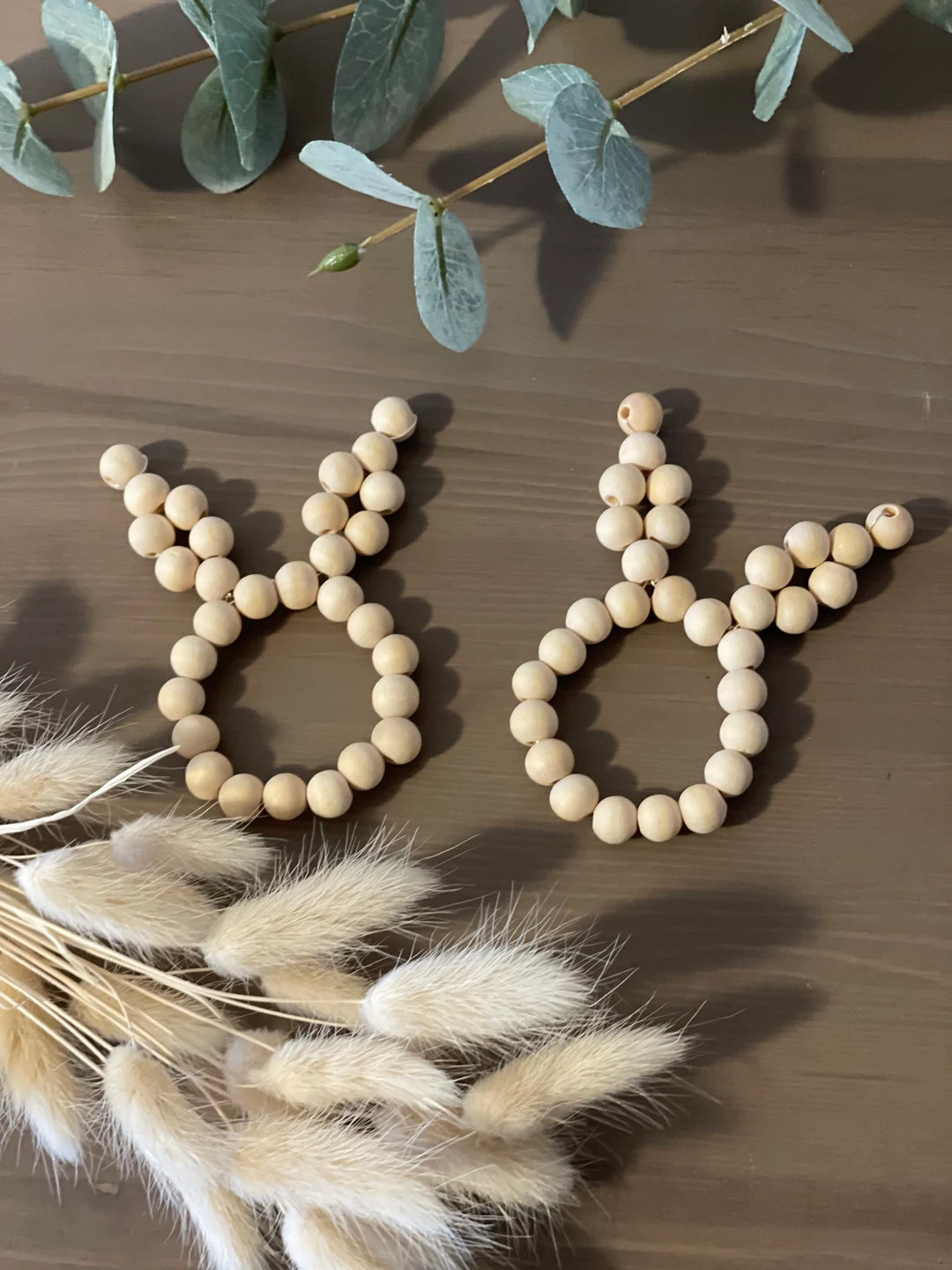 Bunny made of wooden beads | Easter | Easter decoration | napkin ring | table decorations | deco | Etsy (US)