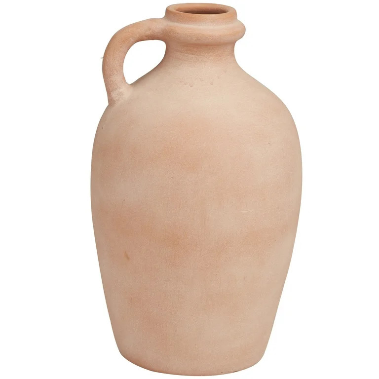 DecMode 15" Terracotta Jug Orange Ceramic Vase with Handle | Walmart (US)