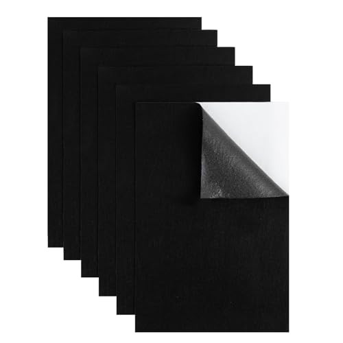 HaoFeiJH Black Felt Fabric, 6PCS Self-Adhesive Felt Sheet, Self-Adhesive Fabric Liners for Drawers and Boxes, A4 Size (8.3" x 11.8") | Amazon (US)