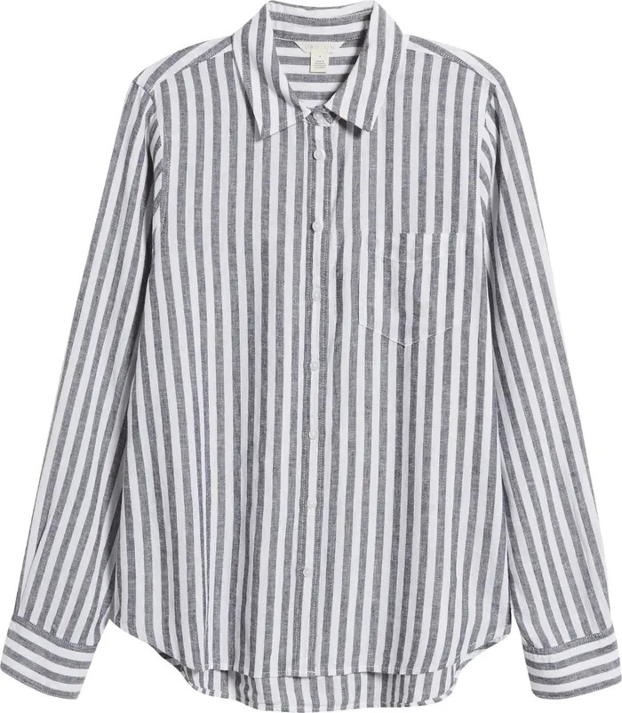 Linen Blend Button-Up Shirt | Nordstrom